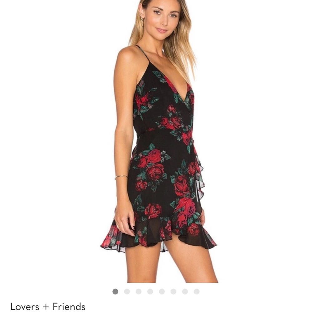 Lovers + Friends Black and Red Floral Mini Dress